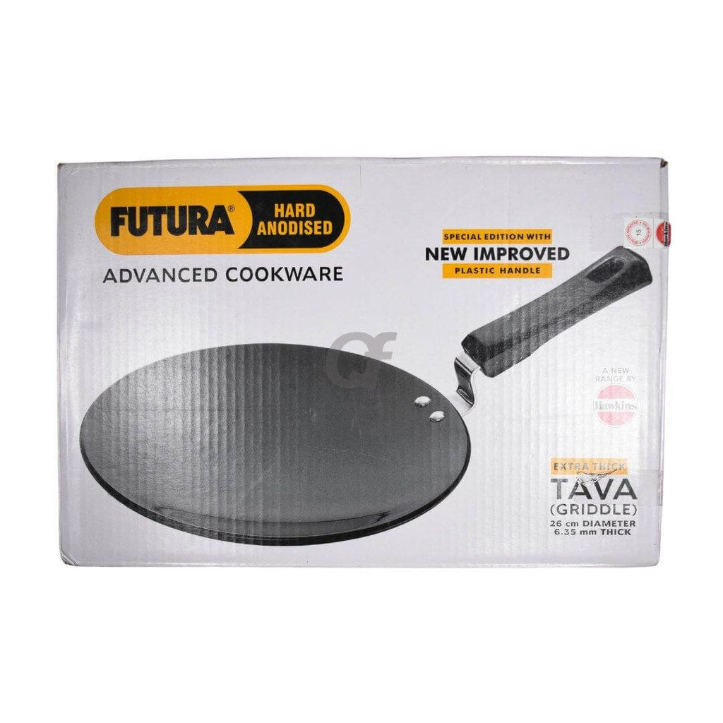 Futura Hard Anodised Extra Thick Tava 26cm Diameter 6.35mm Thick - Plastic Handle