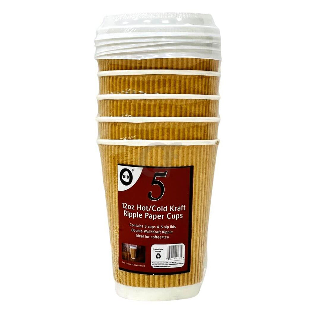 Did 120z hot/cold kraft ripple paper cups-5 cups