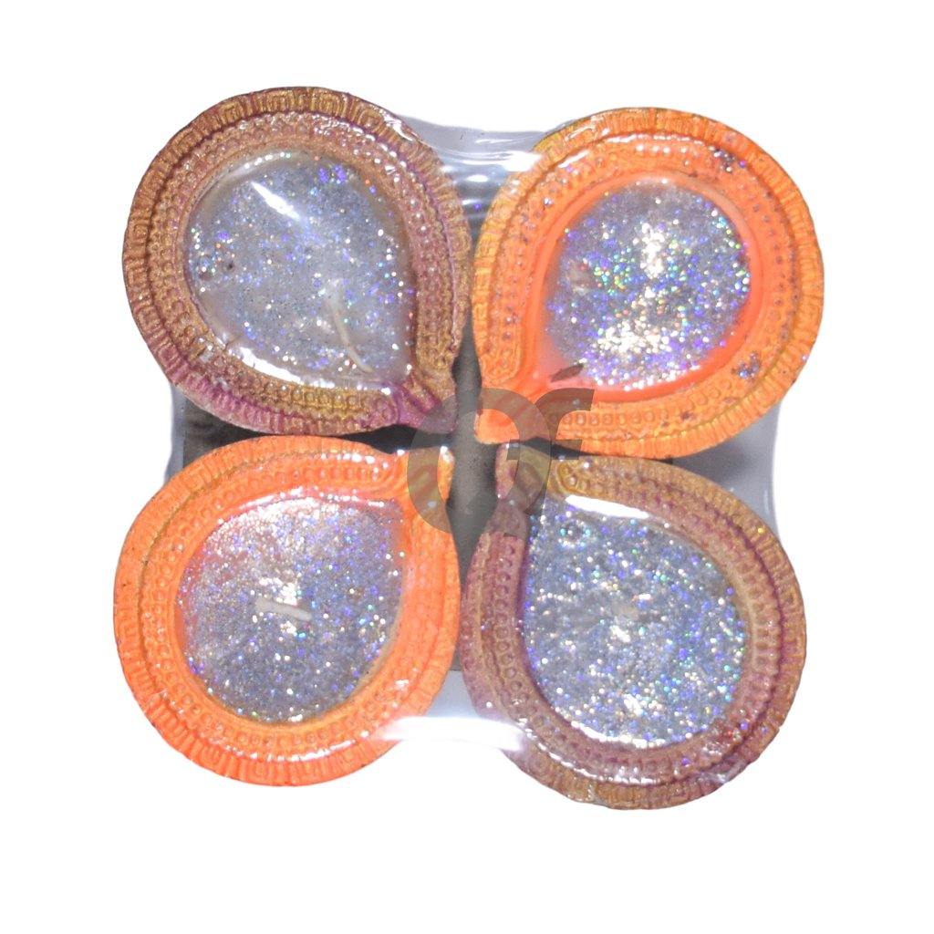 Quality Foods Fancy Diyas With Wax (Set of 4)