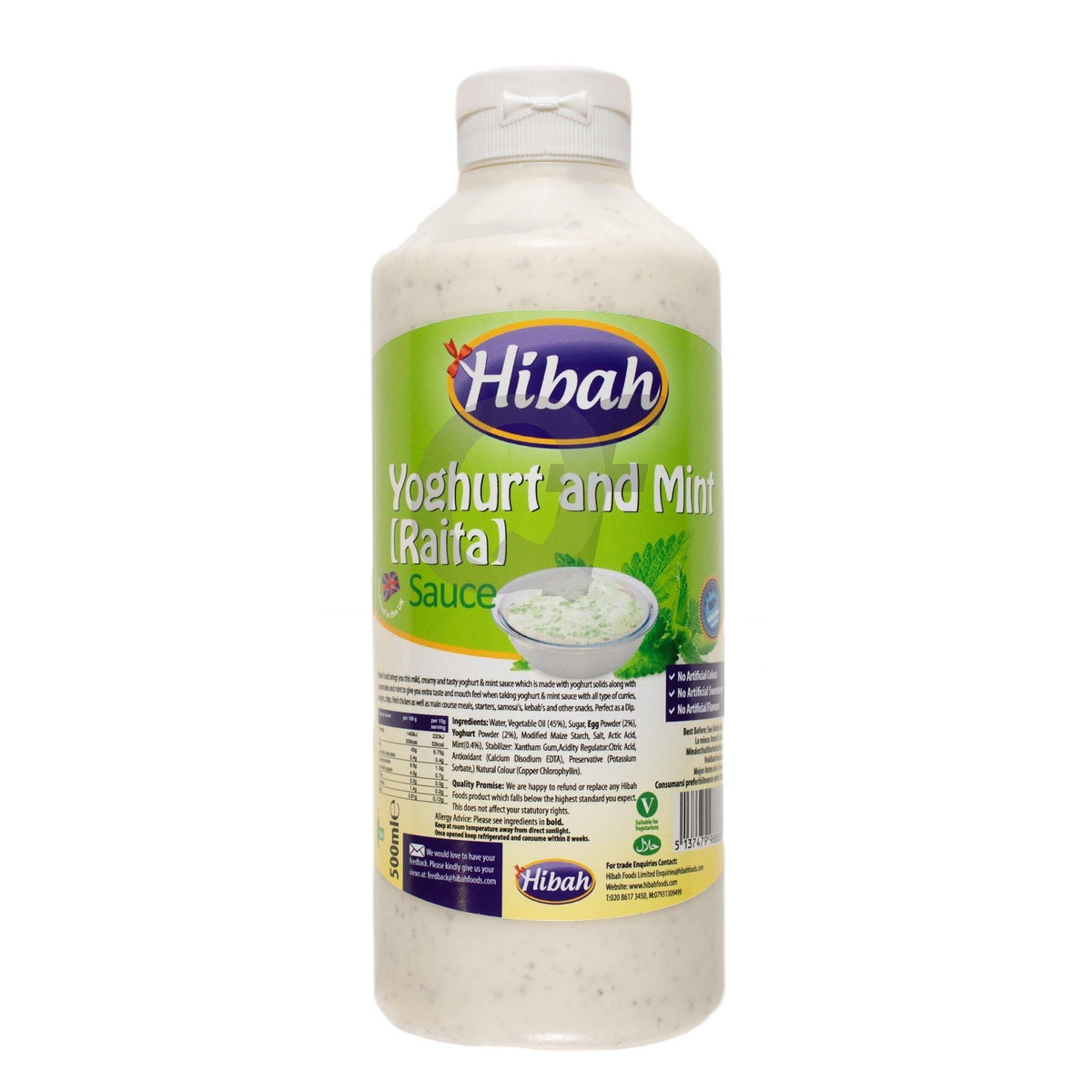 Hibah Yoghurt and Mint Raita 1Ltr Indian Mint Yoghurt Dip And Mint Sauce