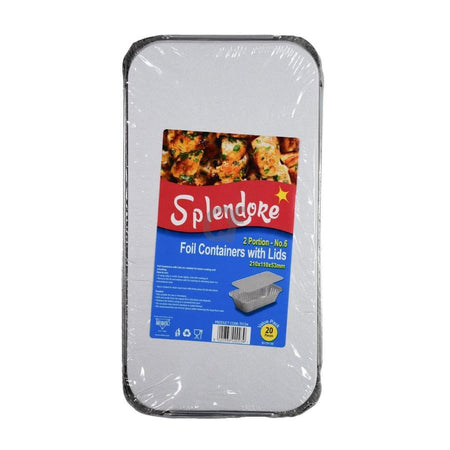 UDL 20 Take Away Foil Containers With Lids 2 Portion