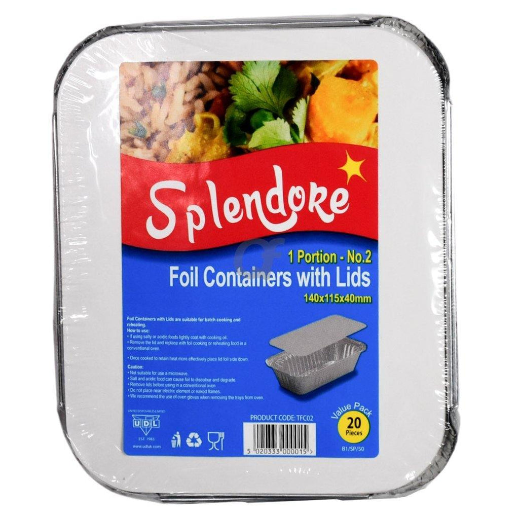 Splendore 20 Aluminium Foil Containers + Lids 1 Portion