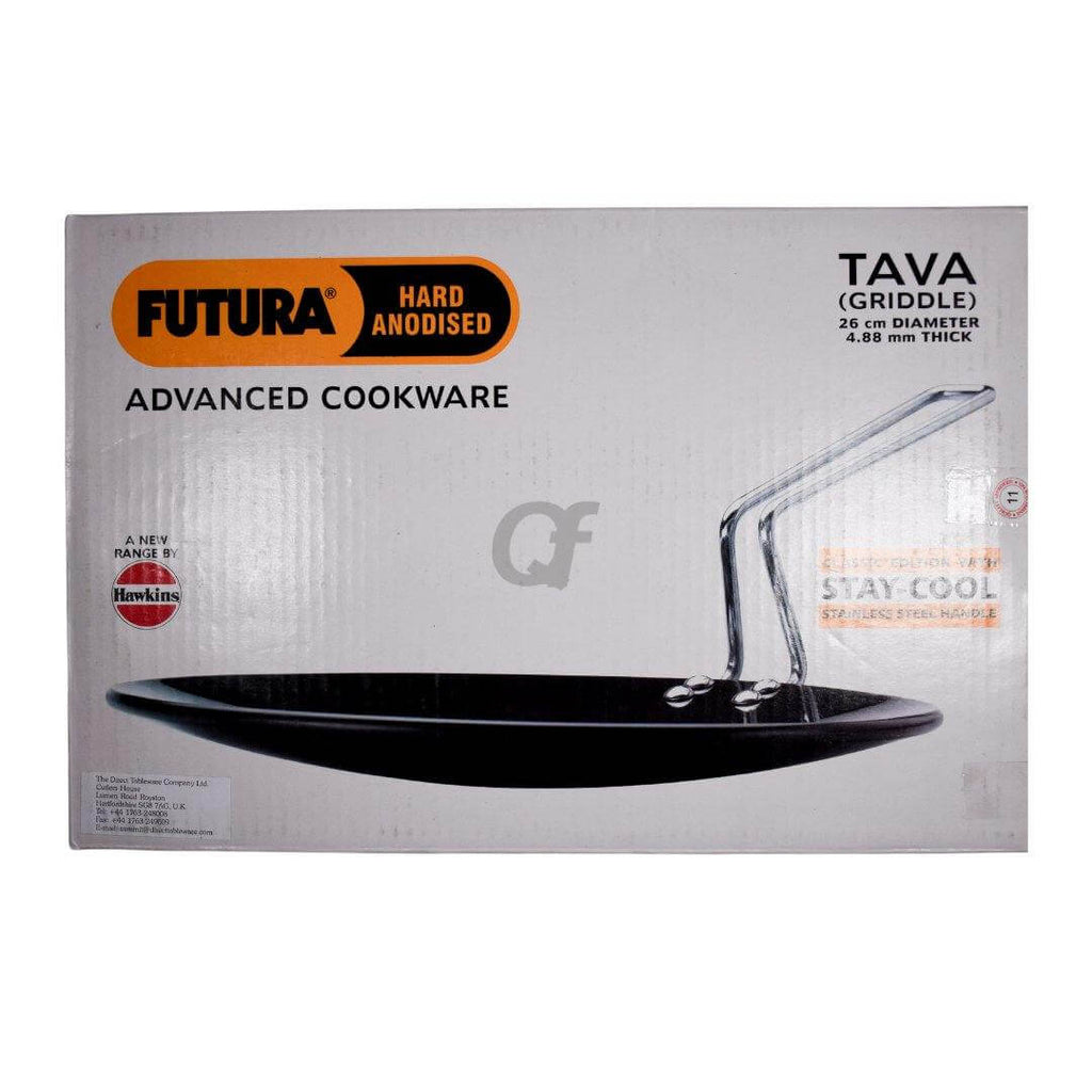 Futura Hard Anodised Extra Thick Tava 26cm Diameter 4.88mm Thick - Stainless Steel Handle