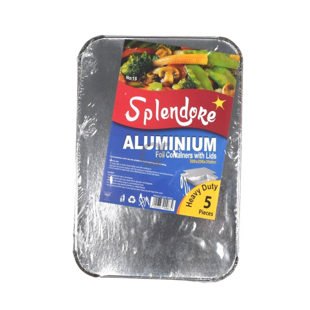 Splendore Aluminium Foil Containers with Lids 300x200x35mm