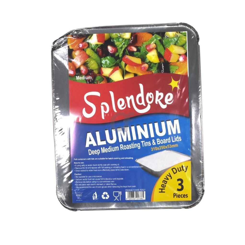 Splendore 3 Aluminium Deep Medium Roasting Tins & Board Lids