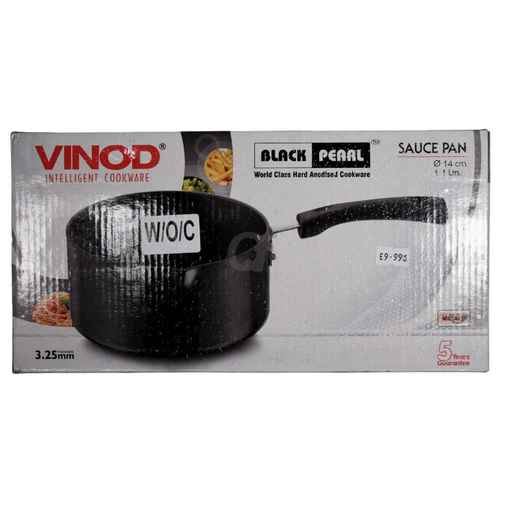 Vinod Hard Anodised Saucepan Thickness 3.25mm Diameter 14cm Volume 1.1ltrs
