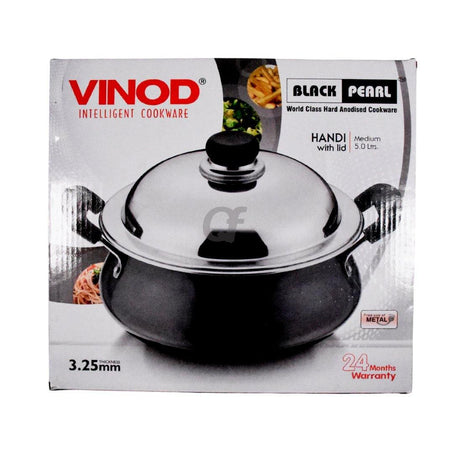 Vinod Hard Anodised Handi with Lid Medium 5 Ltrs