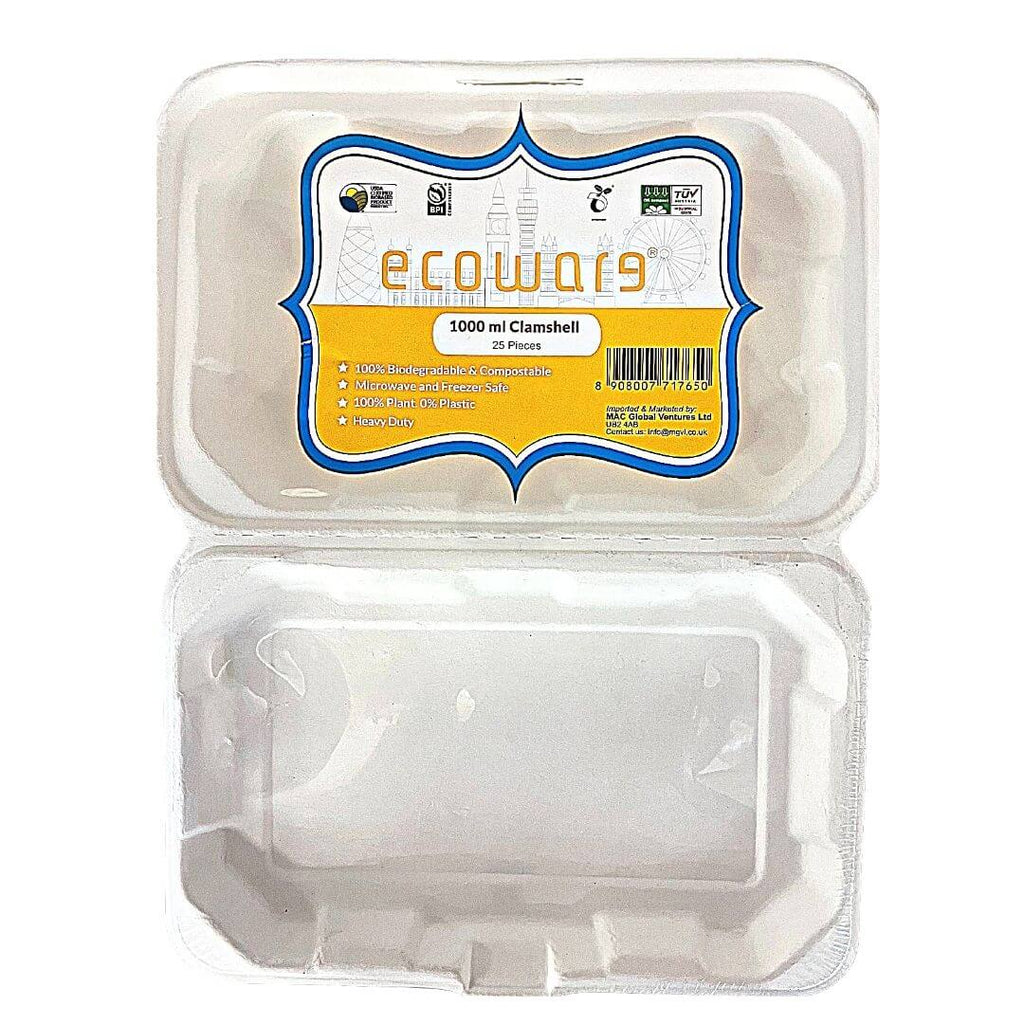 Ecoware burger box 1000ml Clamshell 25 pieces