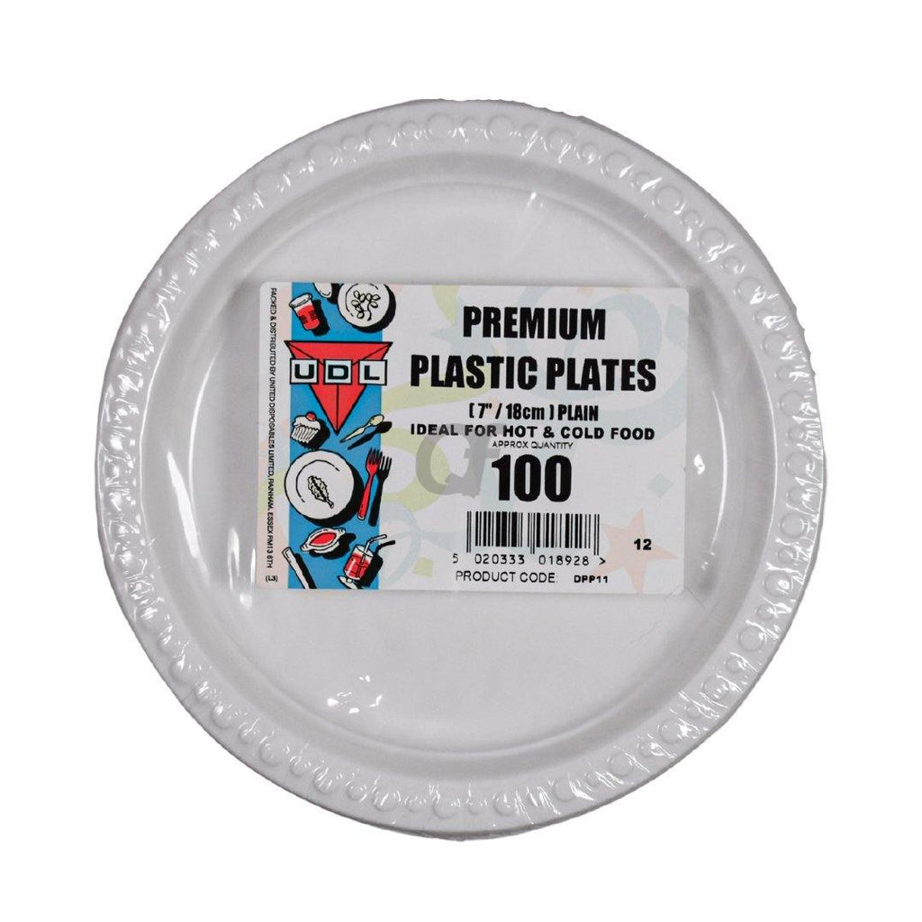 UDL 100 Premium Plastic Plates 18cm