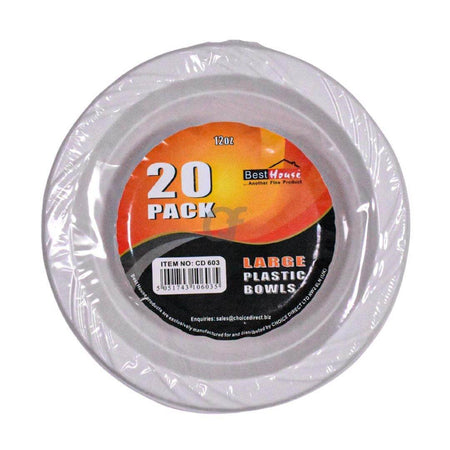 Best House Large Plastic Bowls (12oz) 20 Pack