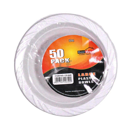 Best House Large Plastic Bowls (12oz) 50 Pack