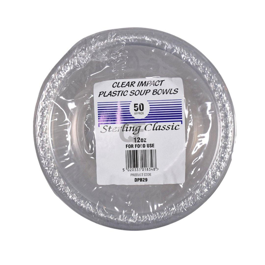 Sterling Classic 50 Clear Impact Plastic Soup Bowls (12oz)