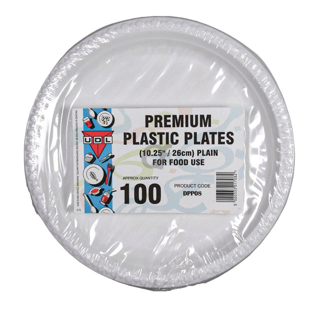 UDL 100 Premium Plastic Plates 26cm