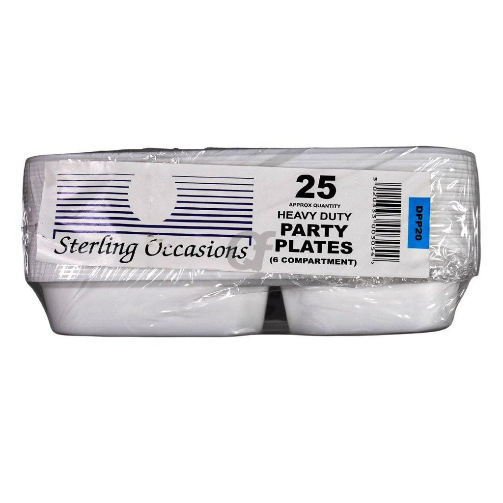 Sterling Occassions 25 Heavy Duty Party Plates (6 Compartment)