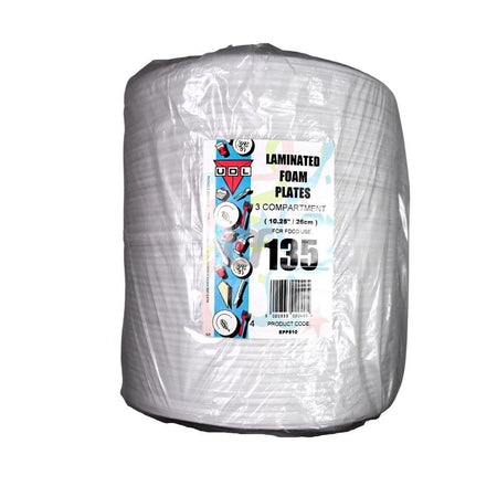 UDL 135 Laminated Foam PLates 3 Compartment 26cm