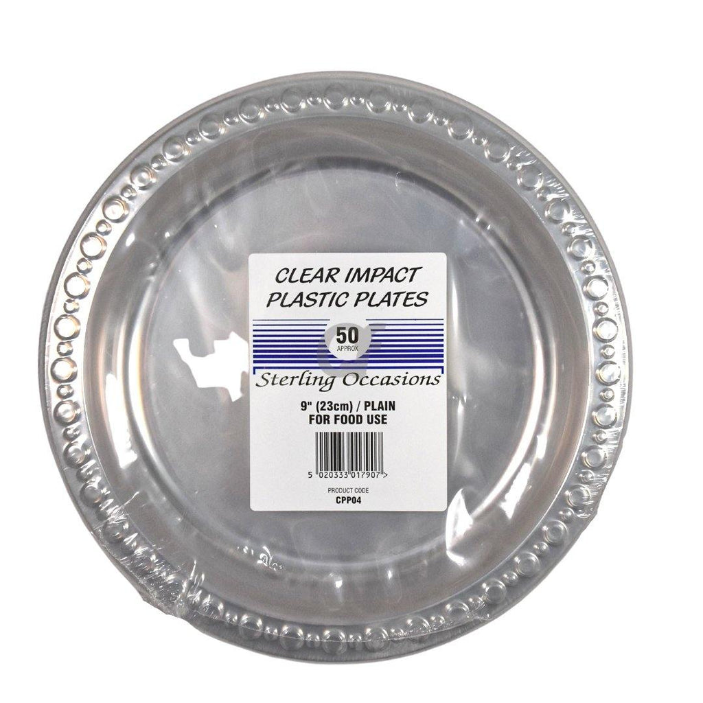 Sterling Classic 50 Clear Impact Plastic Plates 23cm