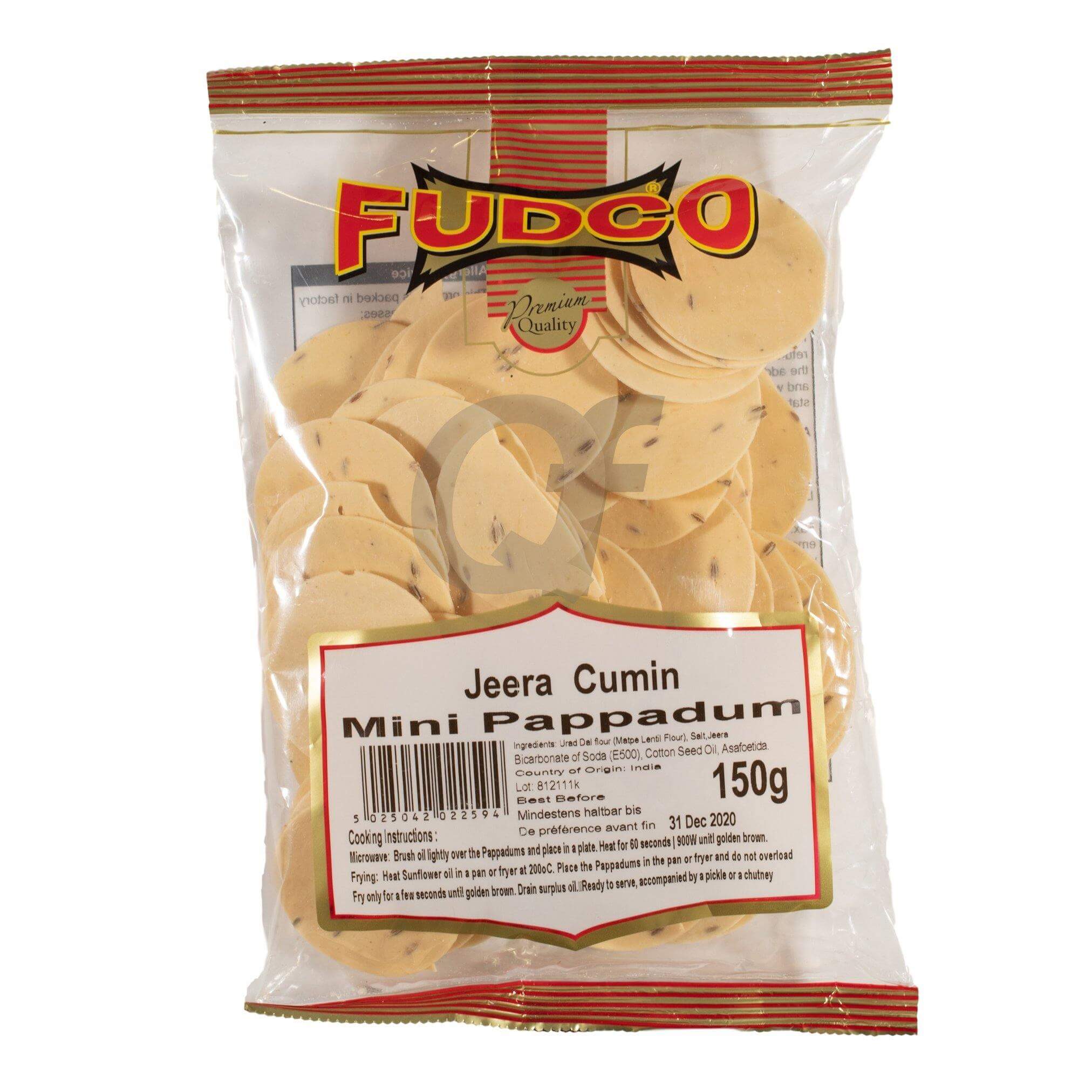 Poperdom Pack Fudco Mini Jeera Cumin Poppadom 150g | Mini Poppadoms