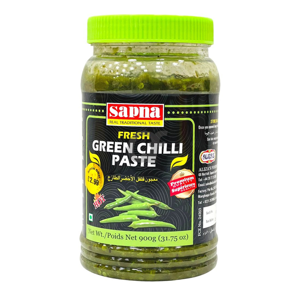 Sapna fresh green chilli paste 900g