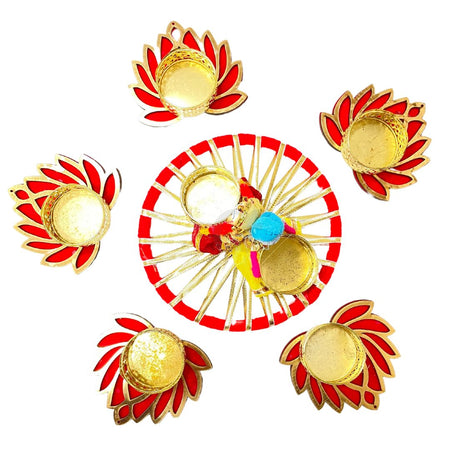 Lotus Rajasthani Couple with Tea Light Set of 6pc
