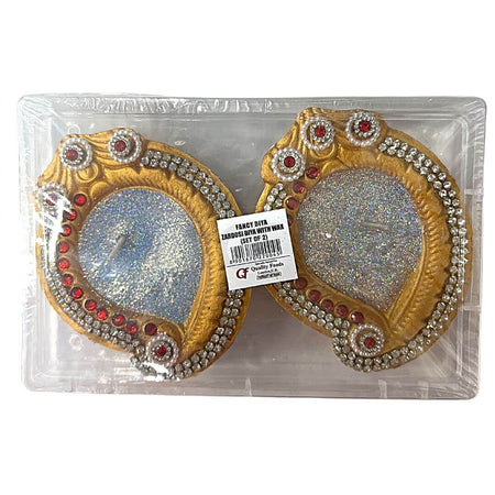 Fancy Diya Zardosi Diya with Wax (set of 2)