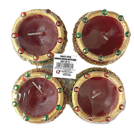 Fancy Diya Zardosi Matki with Wax (Set of 4)