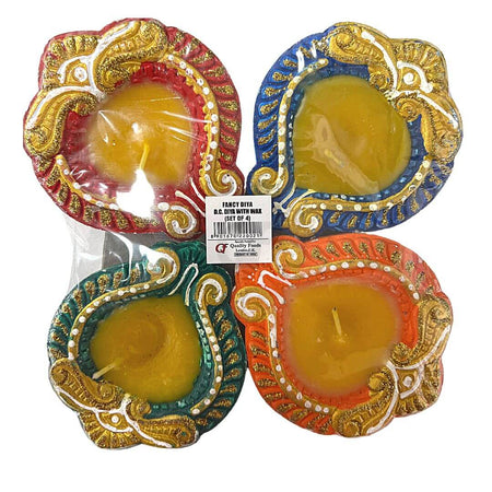 Fancy Diya D.C Diya with Wax (Set of 4)