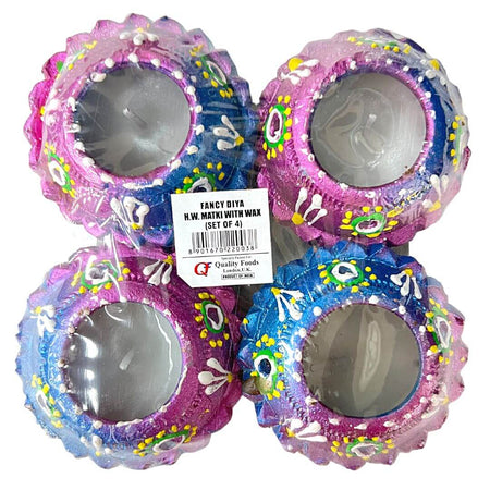 Fancy Diya H.W Matki with Wax (Set of 4)