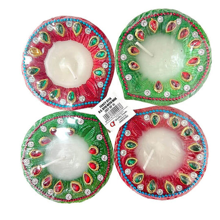Fancy Diya R. G Diya with Wax (set of 4)