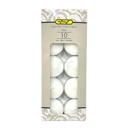 Gsd White 10 tea light candles