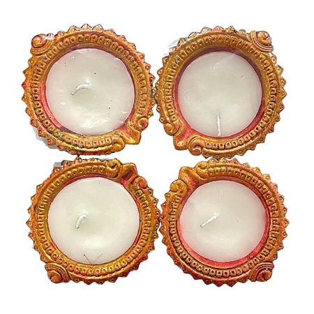 Fancy diyas with wax(set of 4)